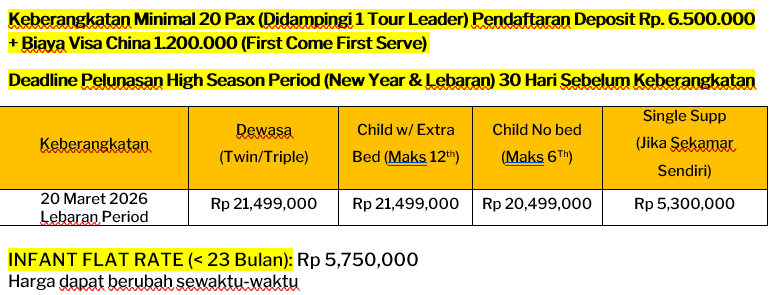 Update Harga China Lebaran